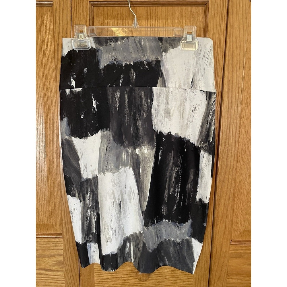 Norma Kamala Sweats Paint Canvas Black White Pull On Pencil Skirt Size Small
